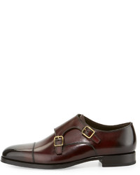 Tom Ford Wessex Double Monk Strap Leather Loafer Burgundy