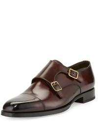 Tom Ford Wessex Double Monk Strap Leather Loafer Burgundy