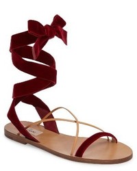 burgundy flat sandals