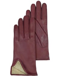 Forzieri Burgundy Cashmere Lined Italian Leather Gloves