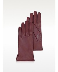 Forzieri Burgundy Cashmere Lined Italian Leather Gloves