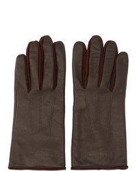 Burberry Burgundy Leather And Velvet Classic Gloves