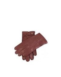Dents Bark Deerskin Leather Gloves With Strap Brown