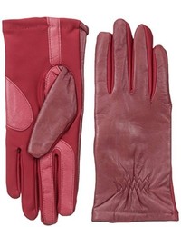 Isotoner Smartouch Stretch Leather Glove With Partial Back Gather