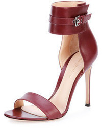 Burgundy Leather Heeled Sandals