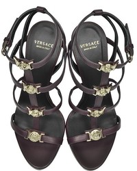 Versace Burgundy Leather Sandal Wlight Gold Medusa