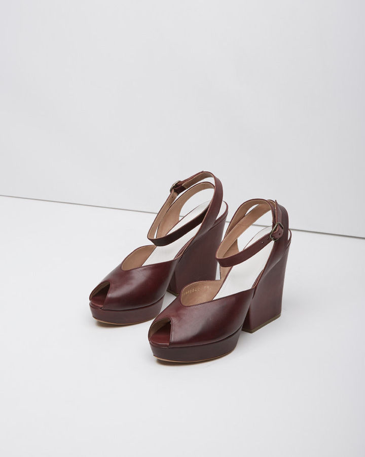 ... Leather Heeled Sandals: Maison Margiela Line 22 Ankle Strap Peep Toe