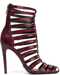 Schutz Sold Out Cutout Snake Effect Leather Sandals