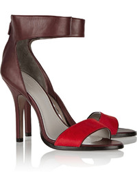 Pour La Victoire Yara Paneled Leather And Calf Hair Sandals
