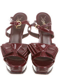 Saint Laurent Yves Patent Leather Platform Sandals