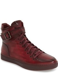Burgundy Leather High Top Sneakers for 