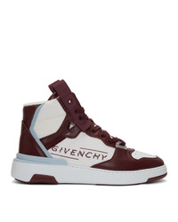 Givenchy Burgundy And White Wing Sneakers