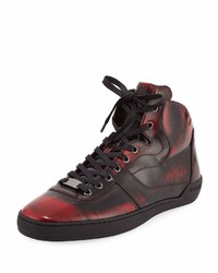 Bally Eroy Shadow Leather High Top Sneaker Red