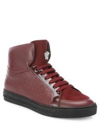 Versace Grecca Embroidered High Top Sneakers