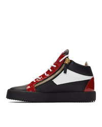 Giuseppe Zanotti Red And Black Kriss High Top Sneakers