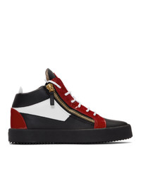 Giuseppe Zanotti Red And Black Kriss High Top Sneakers