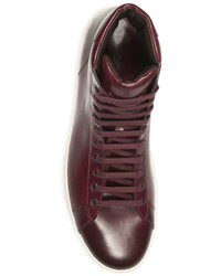 Tom Ford Russel Leather High Top Sneaker Burgundy