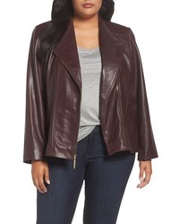 Ellen Tracy Asymmetrical Zip Leather Jacket