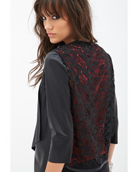 Forever 21 Faux Leather Crochet Jacket