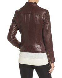 MICHAEL Michael Kors Michl Michl Kors Band Collar Front Zip Leather Jacket