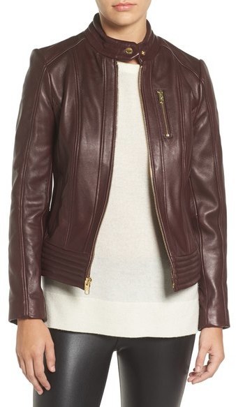 michael kors burgundy leather jacket