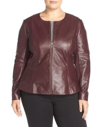 Sejour Plus Size Leather Peplum Jacket