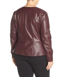 Sejour Plus Size Leather Peplum Jacket