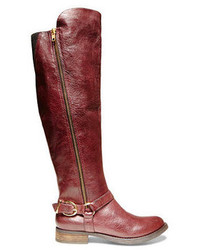 Burgundy Leather Knee High Boots