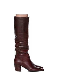 Prada Burgundy Leather Tall Boots