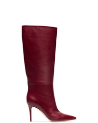 Gianvito Rossi Burgundy Suzan 85 Leather Slouch Boots