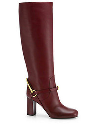 Gucci Tessa Leather Horsebit Knee High Boots