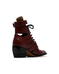 Chloé Burgundy Reilly 60 Embellished Ankle Boots