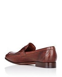 Barneys New York Apron Toe Penny Loafers Brown