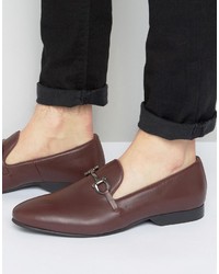 Frank Wright Bar Loafers In Bordo Leather