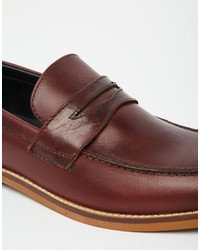 Asos Brand Loafers In Burgundy Leather With Natural Sole