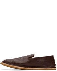 Dries Van Noten Burgundy Crinkled Leather Loafers