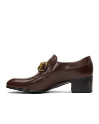 Gucci Burgundy Leather Horsebit Chain Loafers