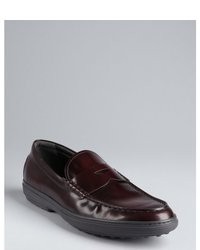Tod's Burgundy Leather Peter Penny Loafers