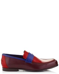 Jimmy Choo Darblay Oxblood Klein And Deep Red Shiny Calf Leather Penny Loafers