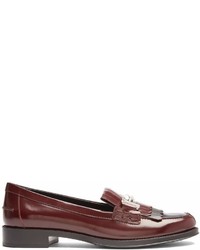 Tod's Gomma T Bar Fringed Leather Loafers