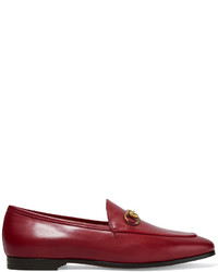Gucci Horsebit Detailed Leather Loafers Red
