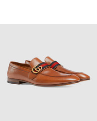 Gucci Leather Loafer With Gg Web