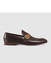 Gucci Leather Loafer With Gg Web