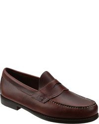 Bass Logan Black Brush Off Leather Penny Loafers