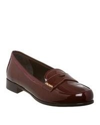 Prada Deep Red Patent Leather Loafers