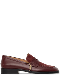 JW Anderson Red Leather Stitch Loafers