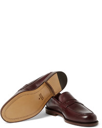 Gucci Stripe Trimmed Leather Penny Loafers