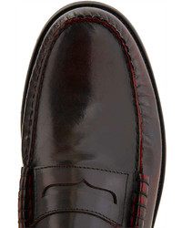 Topman Burgundy Leather Penny Loafers
