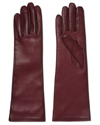 Burgundy Leather Long Gloves
