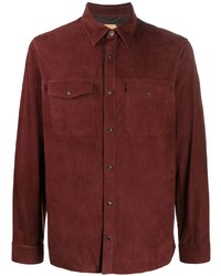 Burgundy Leather Long Sleeve Shirt